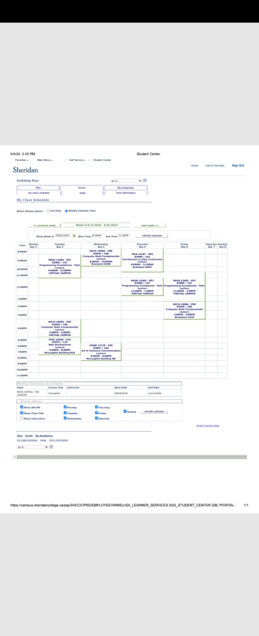  time table 